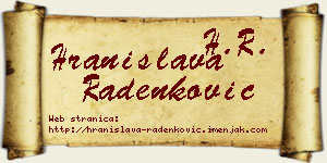 Hranislava Radenković vizit kartica